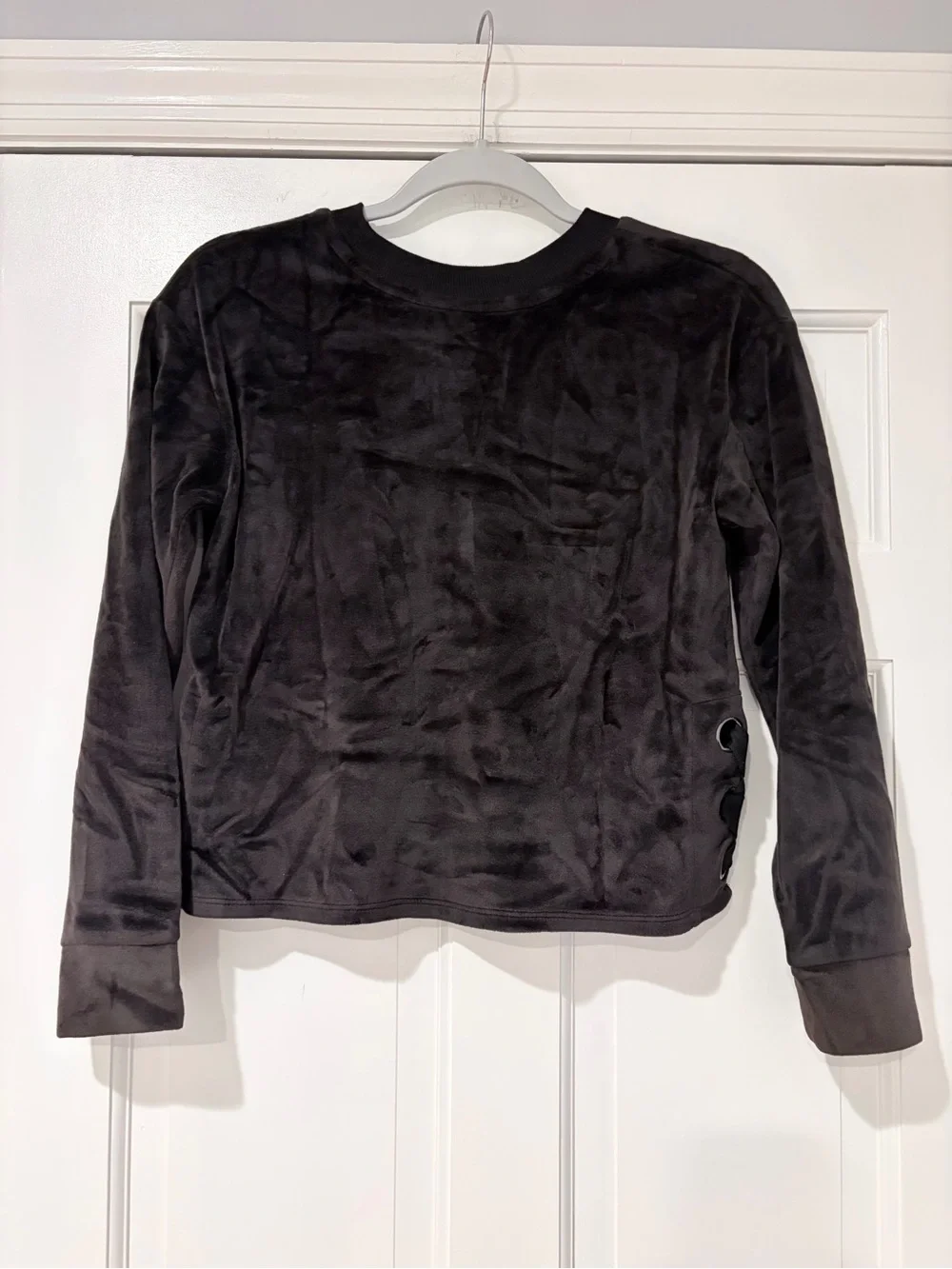 Justice Black Velour Lace-Up Sweatshirt Girls Size 12